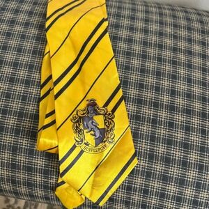 Harry Potter Hufflepuff Necktie Adult OS Yellow Black Striped Wizarding World